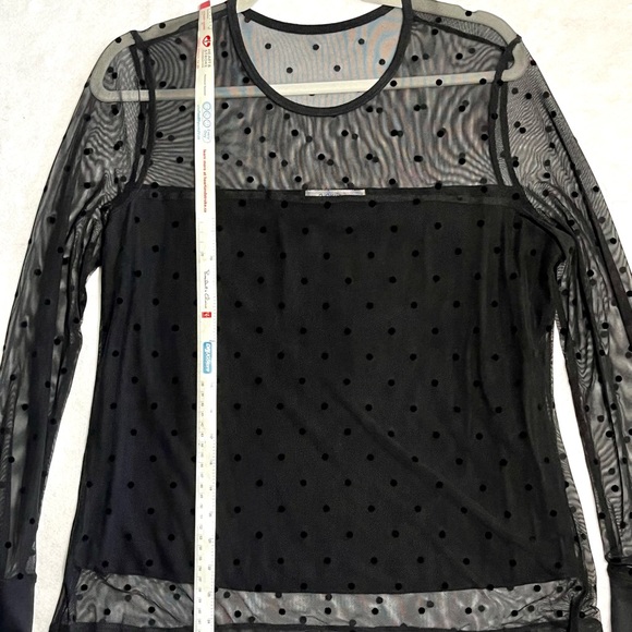 Black sheer top size L woman’s black Holiday blouse sheer Rickis Black top - Picture 3 of 9